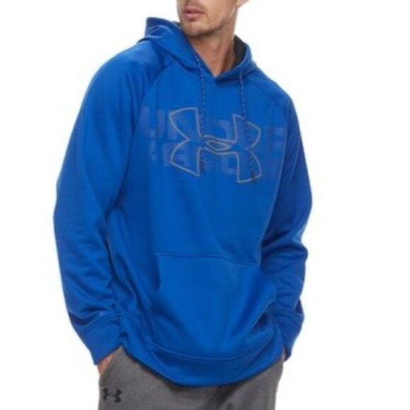 Under Armour ColdGear Hoodie Sweatshirt Mens Large Blue Fleece Lined - Picture 1 of 11